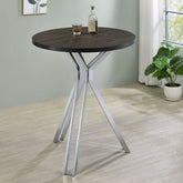 Edgerton Round Wood Top Bar Table Dark Oak and Chrome Edgerton Round Wood Top Bar Table Dark Oak and Chrome Half Price Furniture