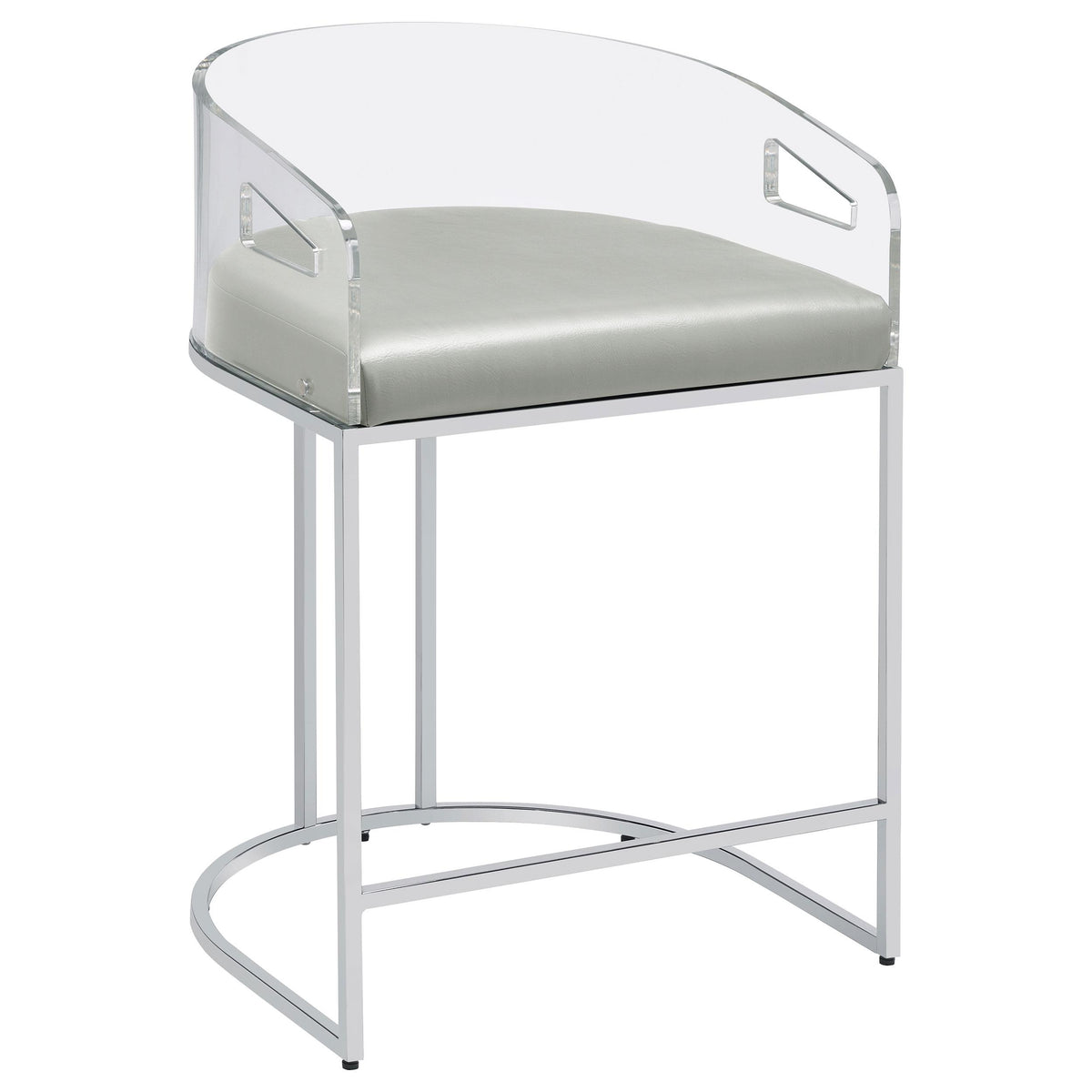 Thermosolis Acrylic Back Counter Height Stools Grey and Chrome (Set of 2)  Half Price Furniture