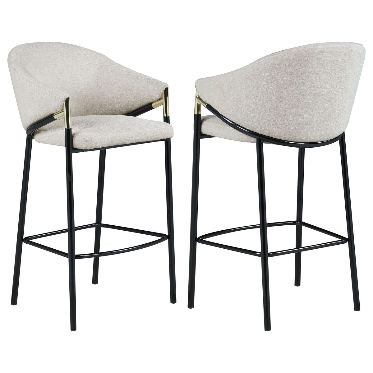 Chadwick Sloped Arm Bar Stools Beige and Glossy Black (Set of 2) - Half Price Furniture