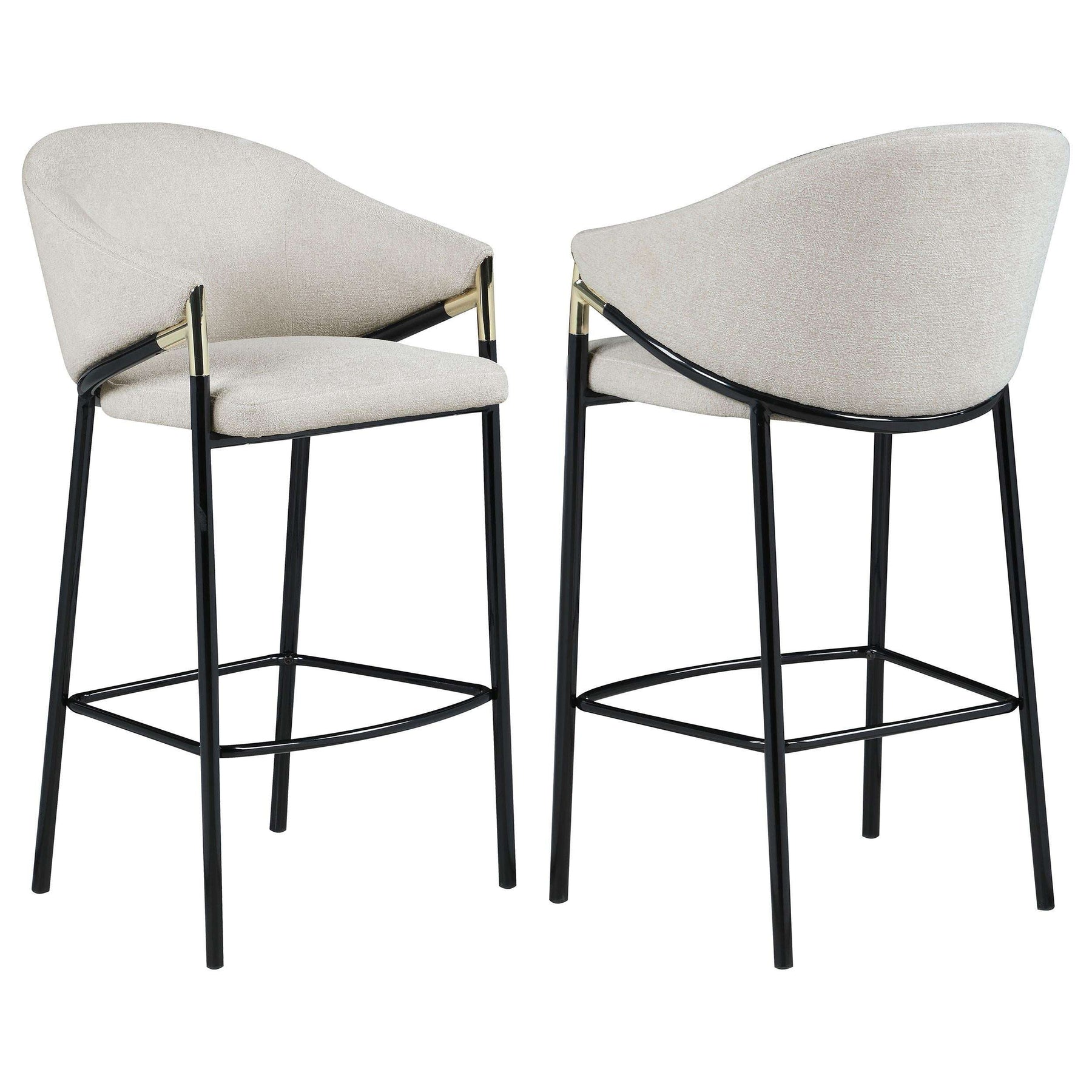 Chadwick Sloped Arm Bar Stools Beige and Glossy Black (Set of 2) - Half Price Furniture