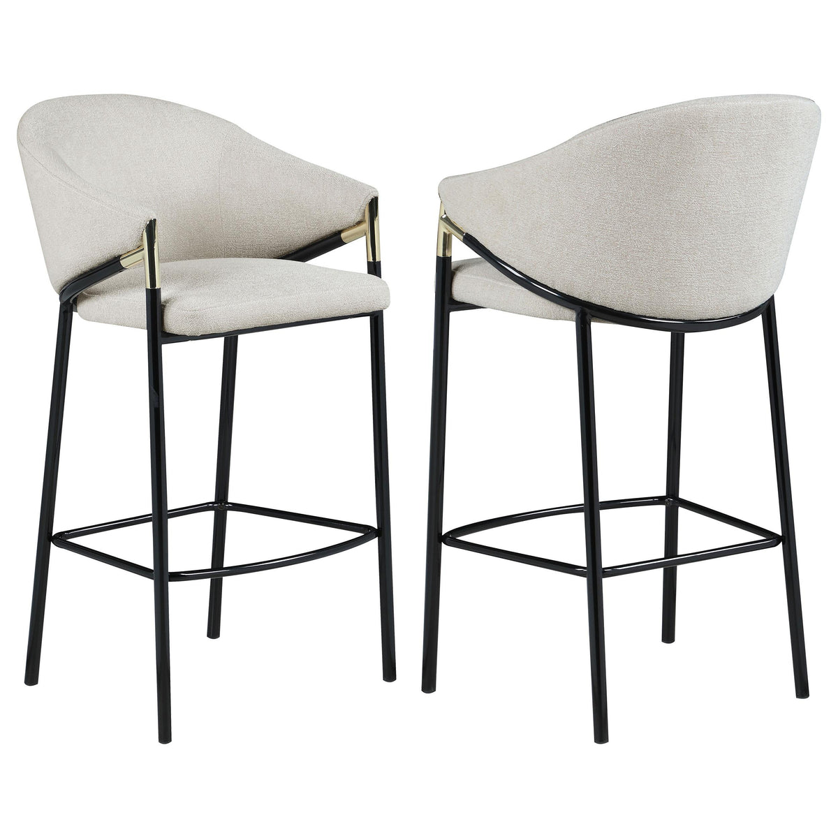 Chadwick Sloped Arm Bar Stools Beige and Glossy Black (Set of 2)  Half Price Furniture