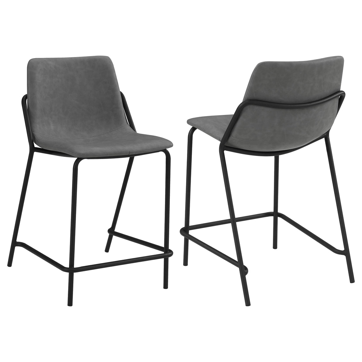 Earnest Solid Back Upholstered Counter Height Stools Grey and Black (Set of 2) Half Price Furniture