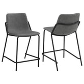 Earnest Solid Back Upholstered Counter Height Stools Grey and Black (Set of 2) Half Price Furniture