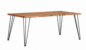 Sherman Rectangular Dining Table Natural Acacia and Matte Black Half Price Furniture
