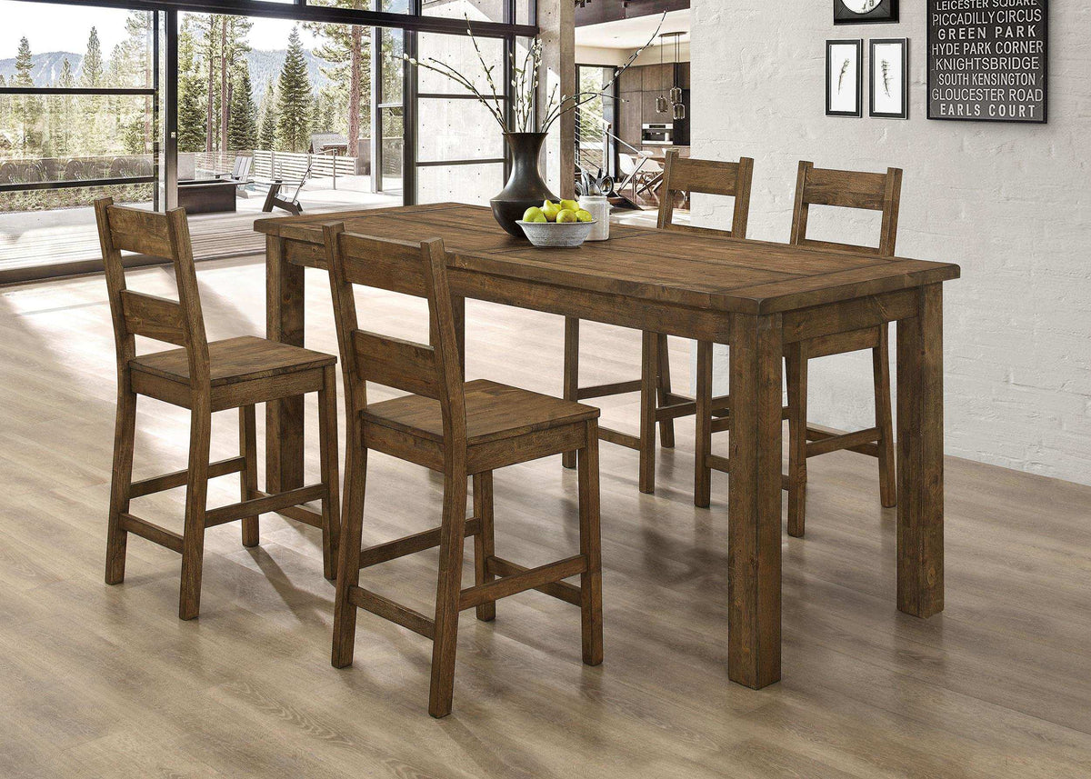 Coleman 5-piece Counter Height Dining Set Rustic Golden Brown Half Price Furniture