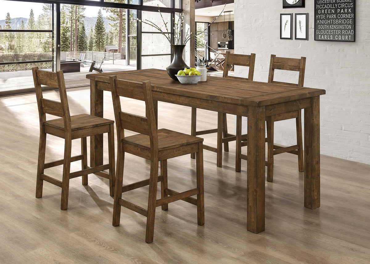 Coleman 5-piece Counter Height Dining Set Rustic Golden Brown Coleman 5-piece Counter Height Dining Set Rustic Golden Brown Half Price Furniture