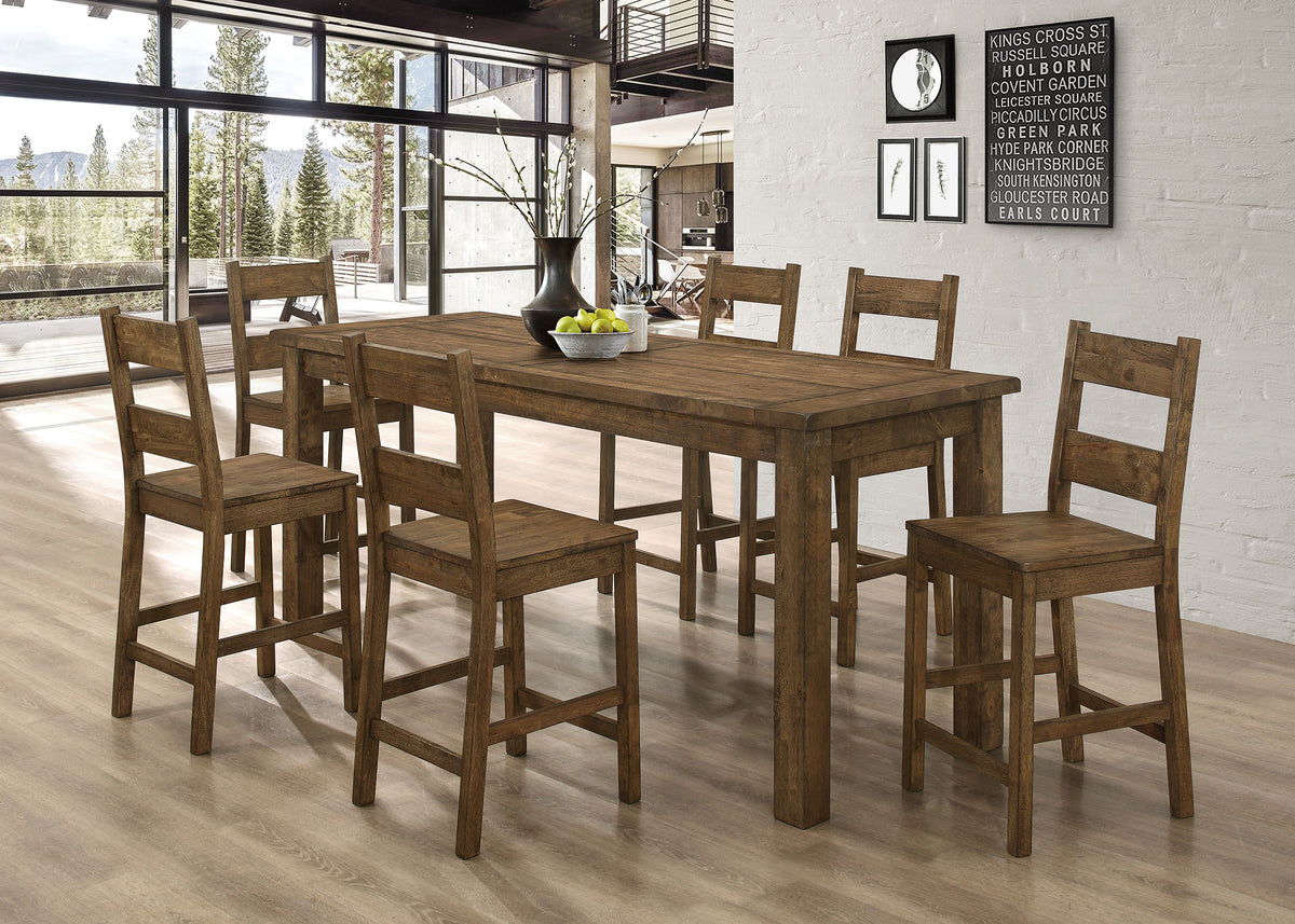 Coleman 7-piece Counter Height Dining Set Rustic Golden Brown  Half Price Furniture