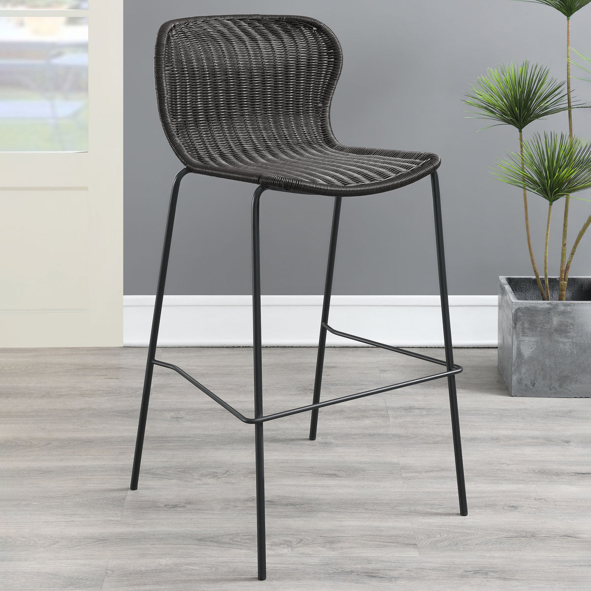 Mckinley Upholstered Bar Stools with Footrest (Set of 2) Brown and Sandy Black Mckinley Upholstered Bar Stools with Footrest (Set of 2) Brown and Sandy Black Half Price Furniture