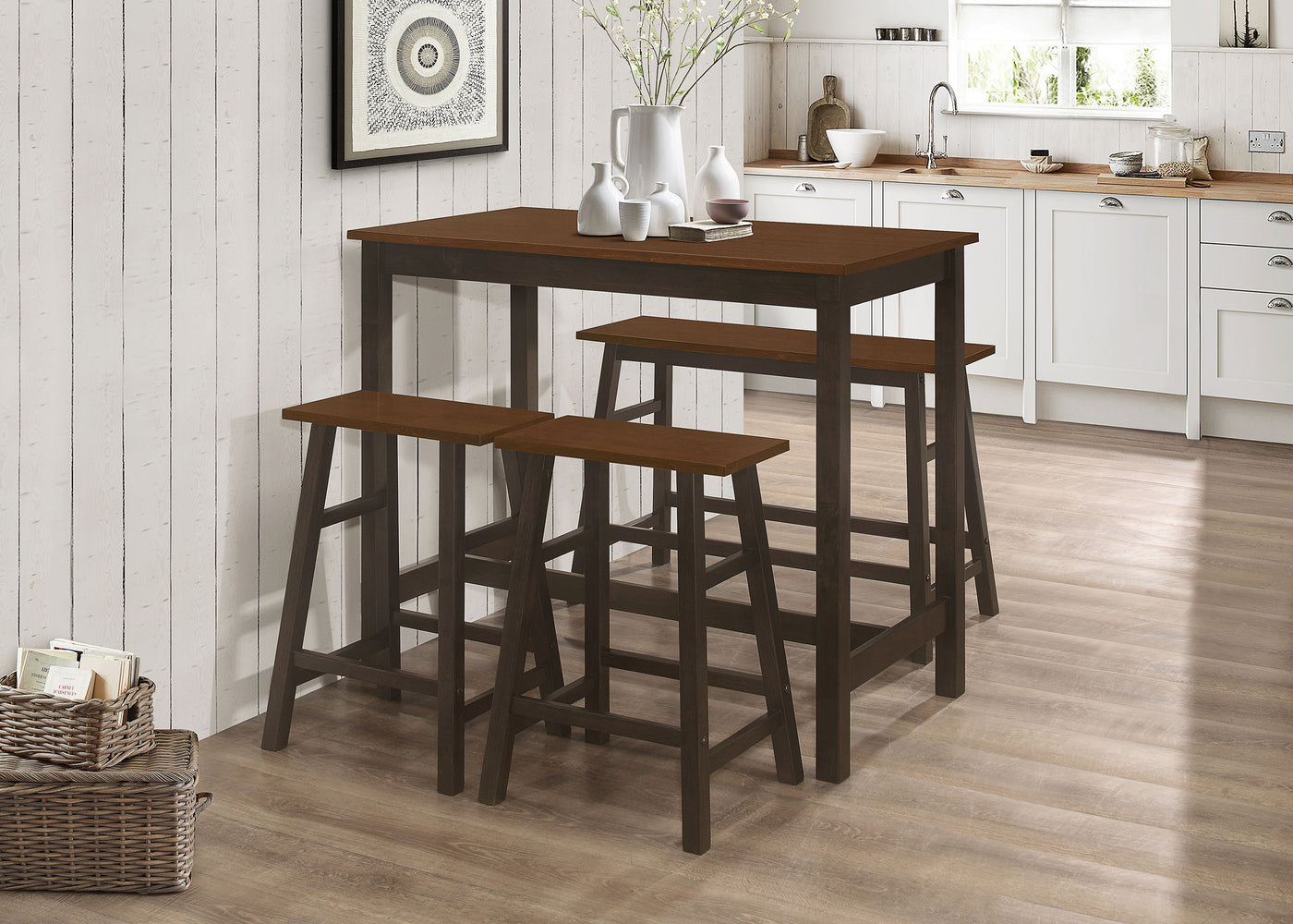 Connie 4-piece Counter Height Set Chestnut and Dark Brown Half Price Furniture