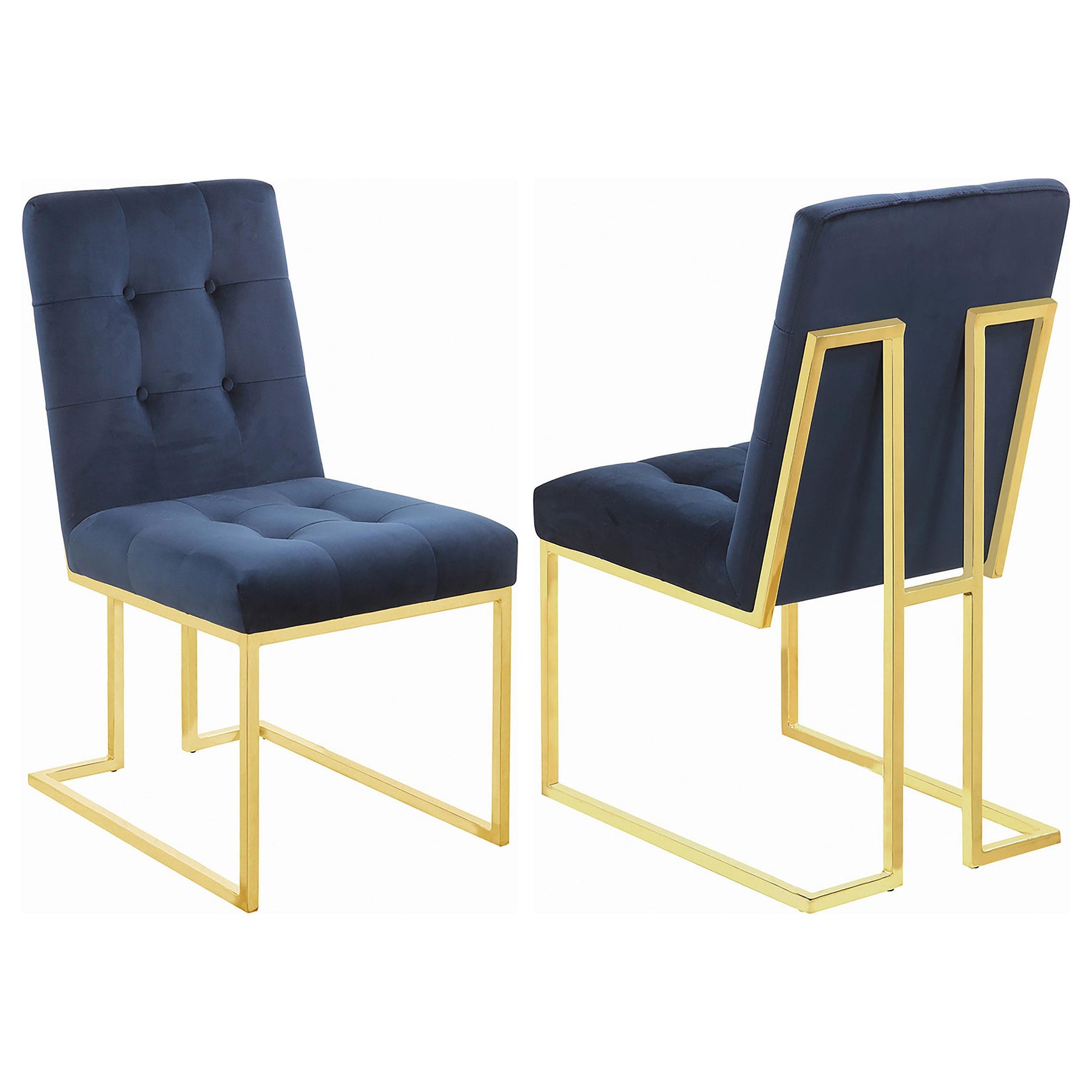 Cisco Tufted Back Side Chairs Ink Blue (Set of 2)  Half Price Furniture
