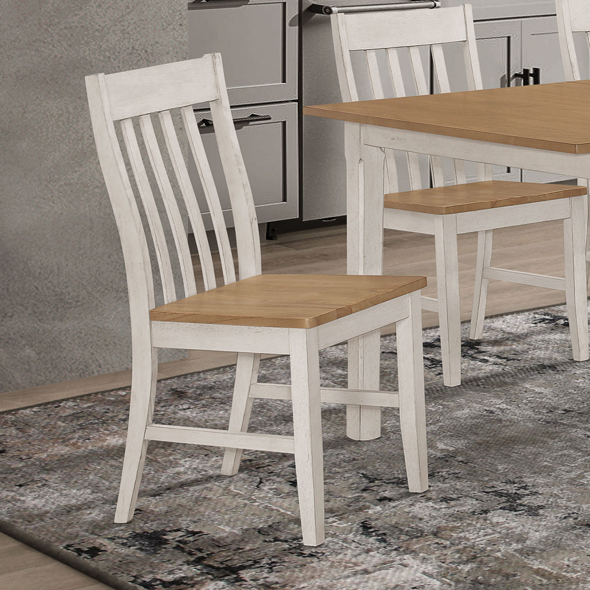 Kirby Slat Back Side Chair (Set of 2) Natural and Rustic Off White Half Price Furniture