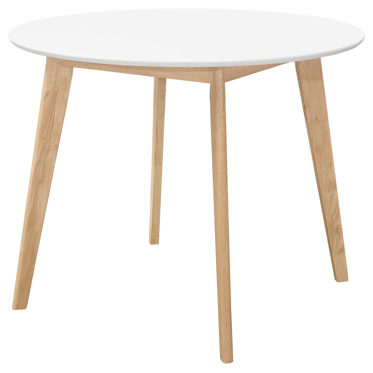 Breckenridge Round Dining Table Matte White and Natural Oak  Half Price Furniture