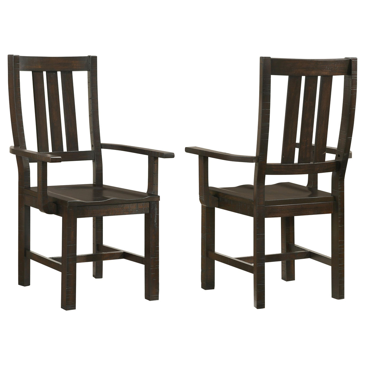 Calandra Slat Back Arm Chairs Vintage Java (Set of 2)  Half Price Furniture