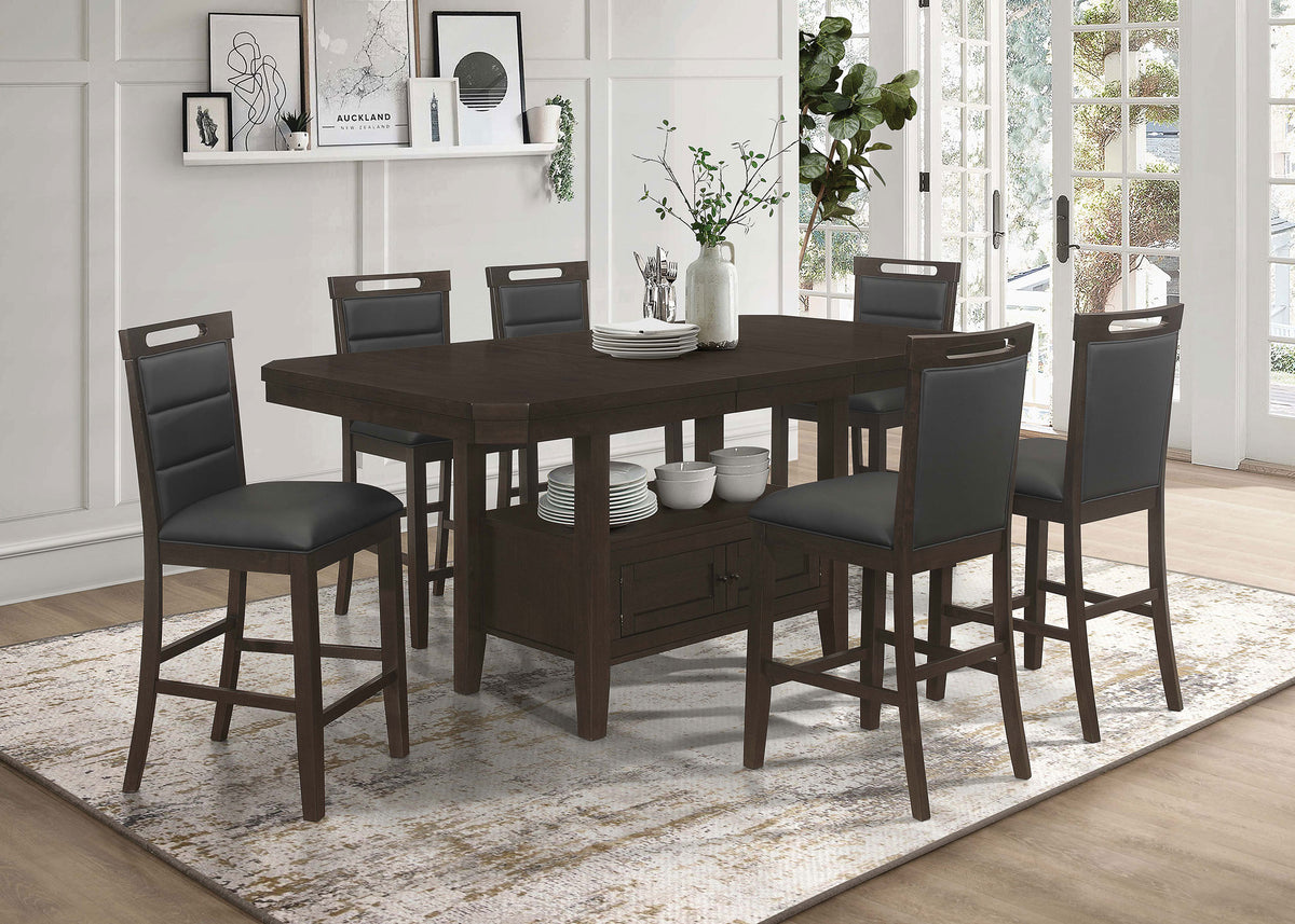 Prentiss 5-piece Rectangular Counter Height Dining Set with Butterfly Leaf Cappuccino Half Price Furniture