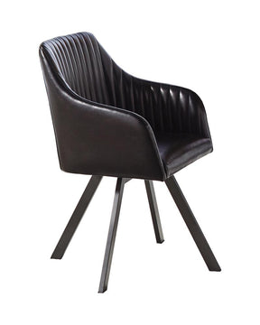 Arika Tufted Sloped Arm Swivel Dining Chair Black and Gunmetal Half Price Furniture