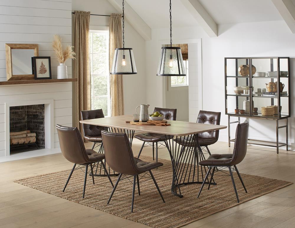 Altus Swirl Base Dining Table Natural Oak and Gunmetal  Half Price Furniture