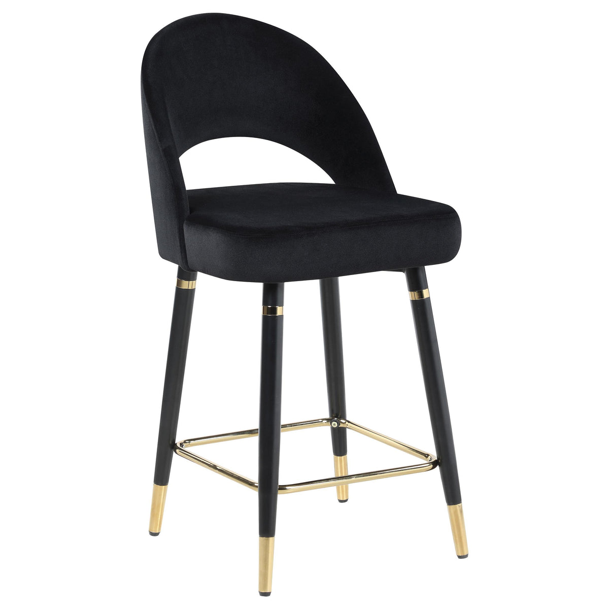 Lindsey Arched Back Upholstered Counter Height Stools Black (Set of 2)  Half Price Furniture