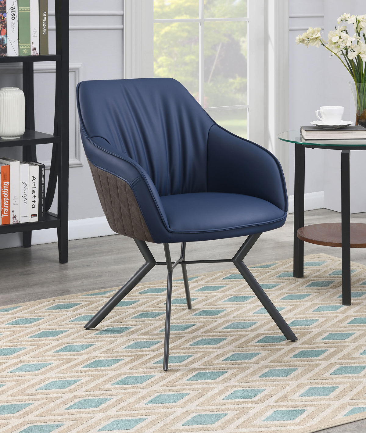 Mayer Upholstered Tufted Side Chairs (Set of 2) Blue and Brown Half Price Furniture