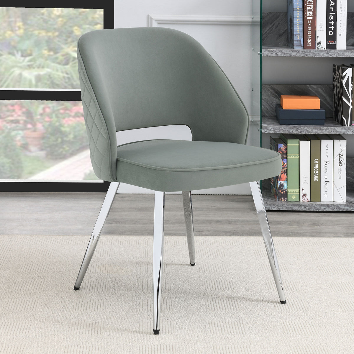 Hastings Upholstered Dining Chairs with Open Back (Set of 2) Grey and Chrome  Half Price Furniture