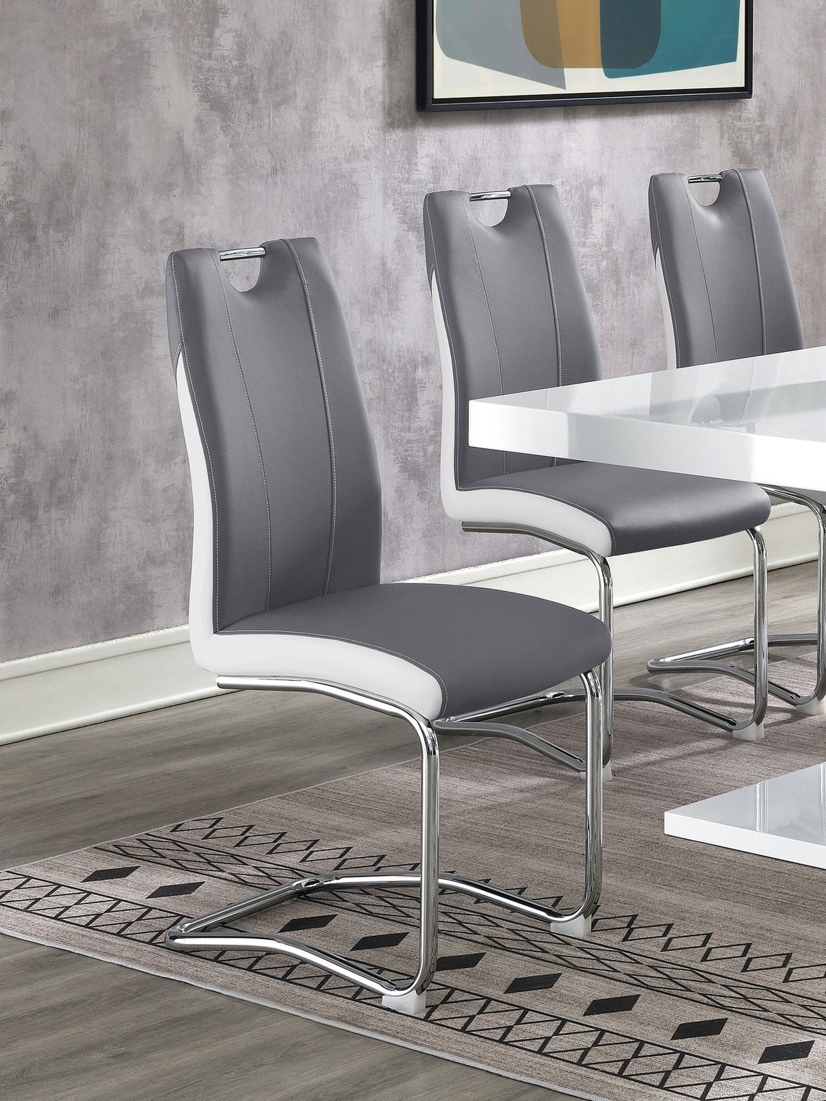 Brooklyn Upholstered Side Chairs with S-frame (Set of 4) Grey and White  Half Price Furniture