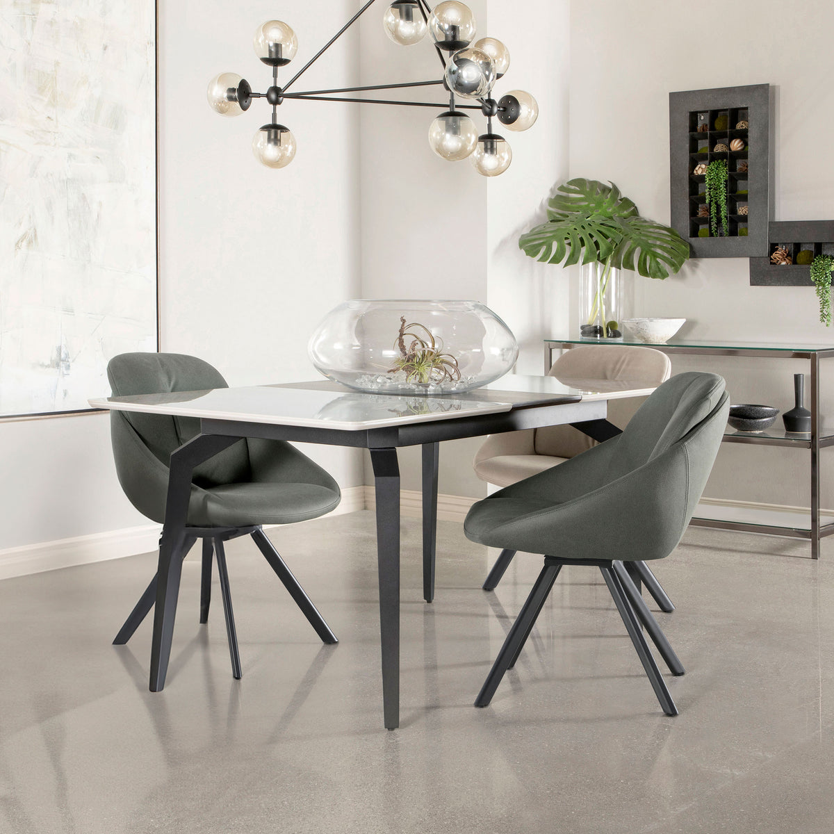 Mina Rectangular Dining Table Grey Ceramic and Sandy Black  Half Price Furniture