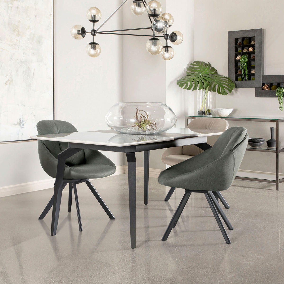 Mina Rectangular Dining Table Grey Ceramic and Sandy Black Half Price Furniture