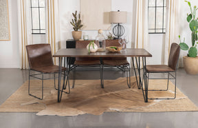 Topeka Dining Set Mango Cocoa and Gunmetal Topeka Dining Set Mango Cocoa and Gunmetal Half Price Furniture