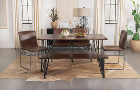 Topeka Dining Set Mango Cocoa and Gunmetal Topeka Dining Set Mango Cocoa and Gunmetal Half Price Furniture