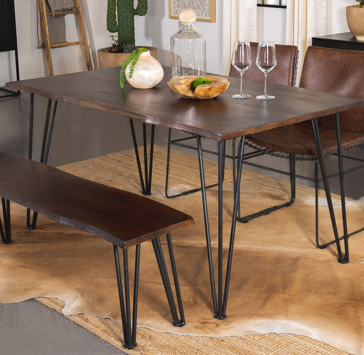 Topeka Live-edge Dining Table Mango Cocoa and Gunmetal  Las Vegas Furniture Stores