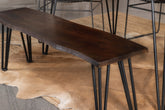 Topeka Live-edge Dining Bench Mango Cocoa and Gunmetal Topeka Live-edge Dining Bench Mango Cocoa and Gunmetal Half Price Furniture