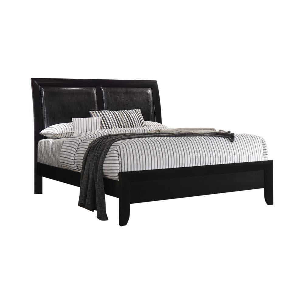 Briana Eastern King Upholstered Panel Bed Black  Half Price Furniture