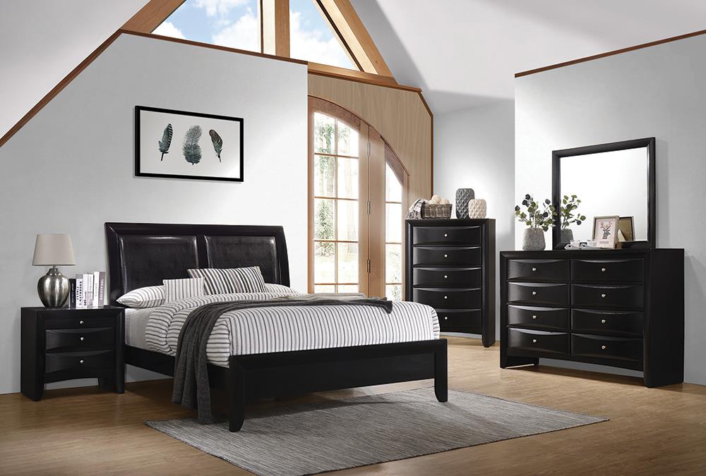 Briana Panel Bedroom Set with Sleigh Headboard Black  Half Price Furniture