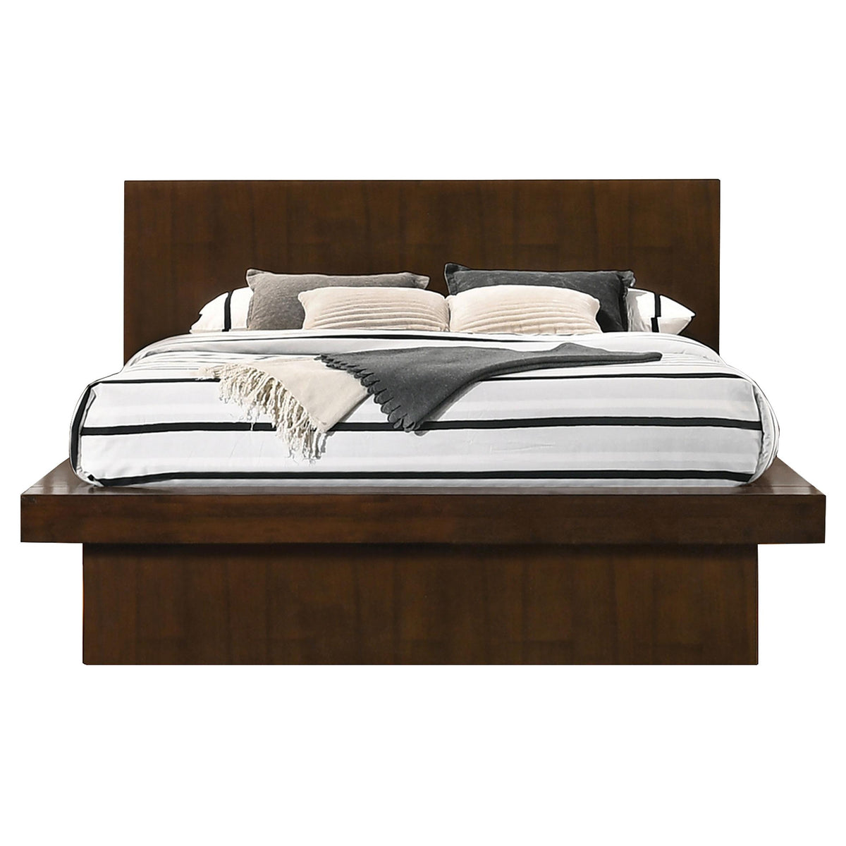 Jessica Eastern King Platform Bed with Rail Seating Cappuccino Jessica Eastern King Platform Bed with Rail Seating Cappuccino Half Price Furniture