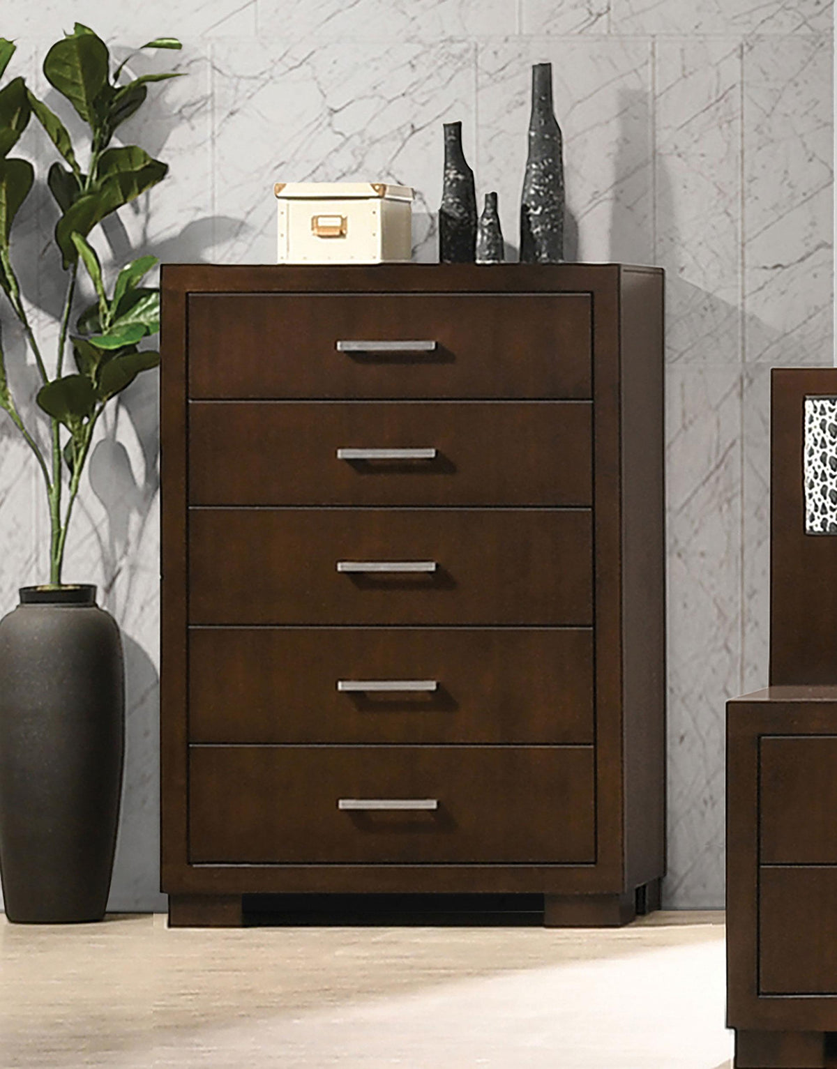 Jessica 5-drawer Chest Cappuccino Jessica 5-drawer Chest Cappuccino Half Price Furniture