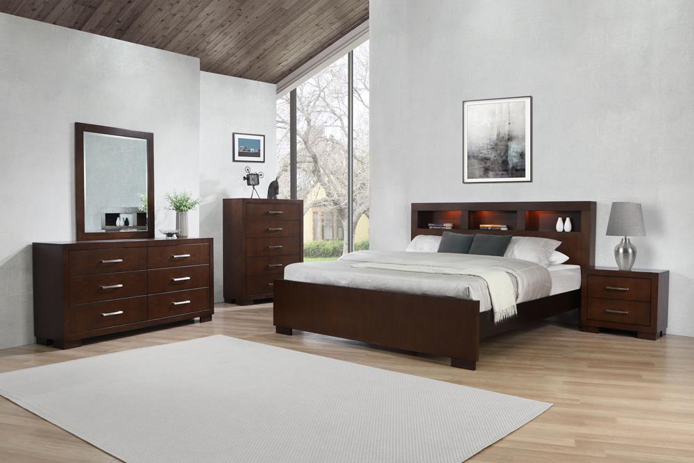Jessica Bedroom Set with Bookcase Headboard Cappuccino  Half Price Furniture