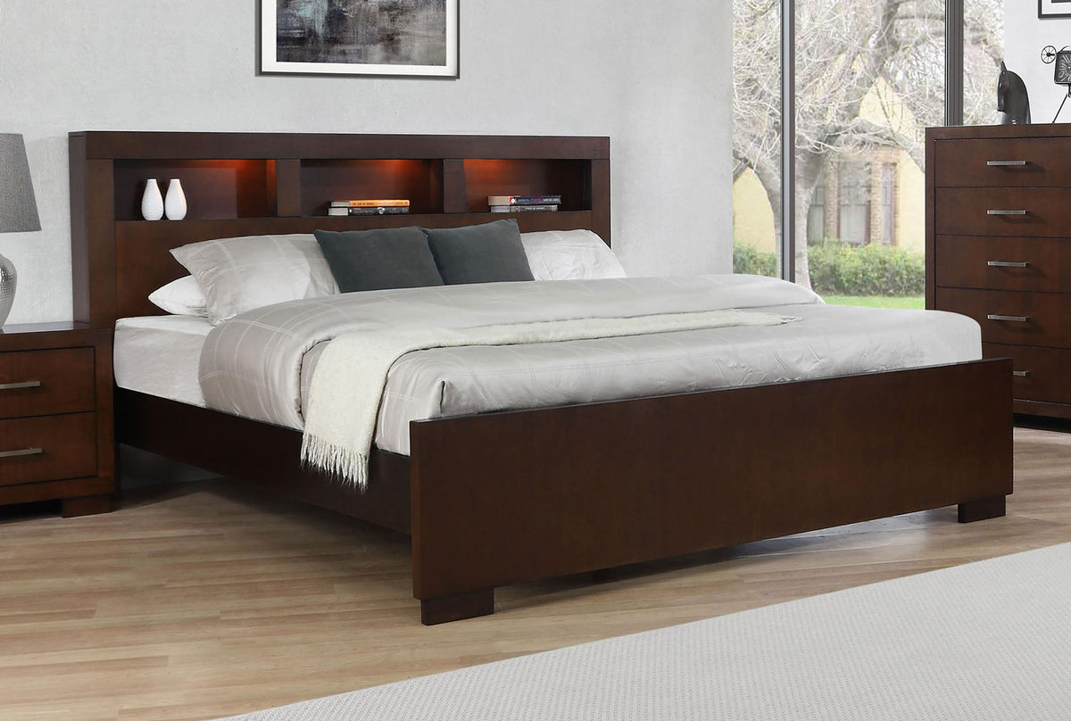 Jessica Queen Bed with Storage Headboard Cappuccino  Half Price Furniture