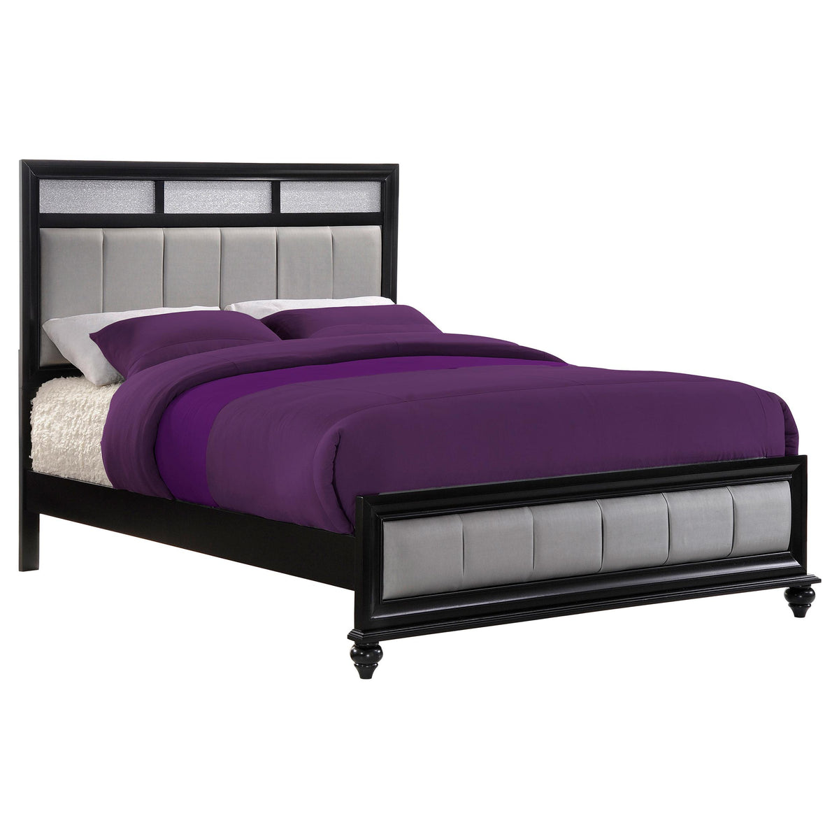 Barzini Queen Upholstered Bed Black and Grey  Half Price Furniture