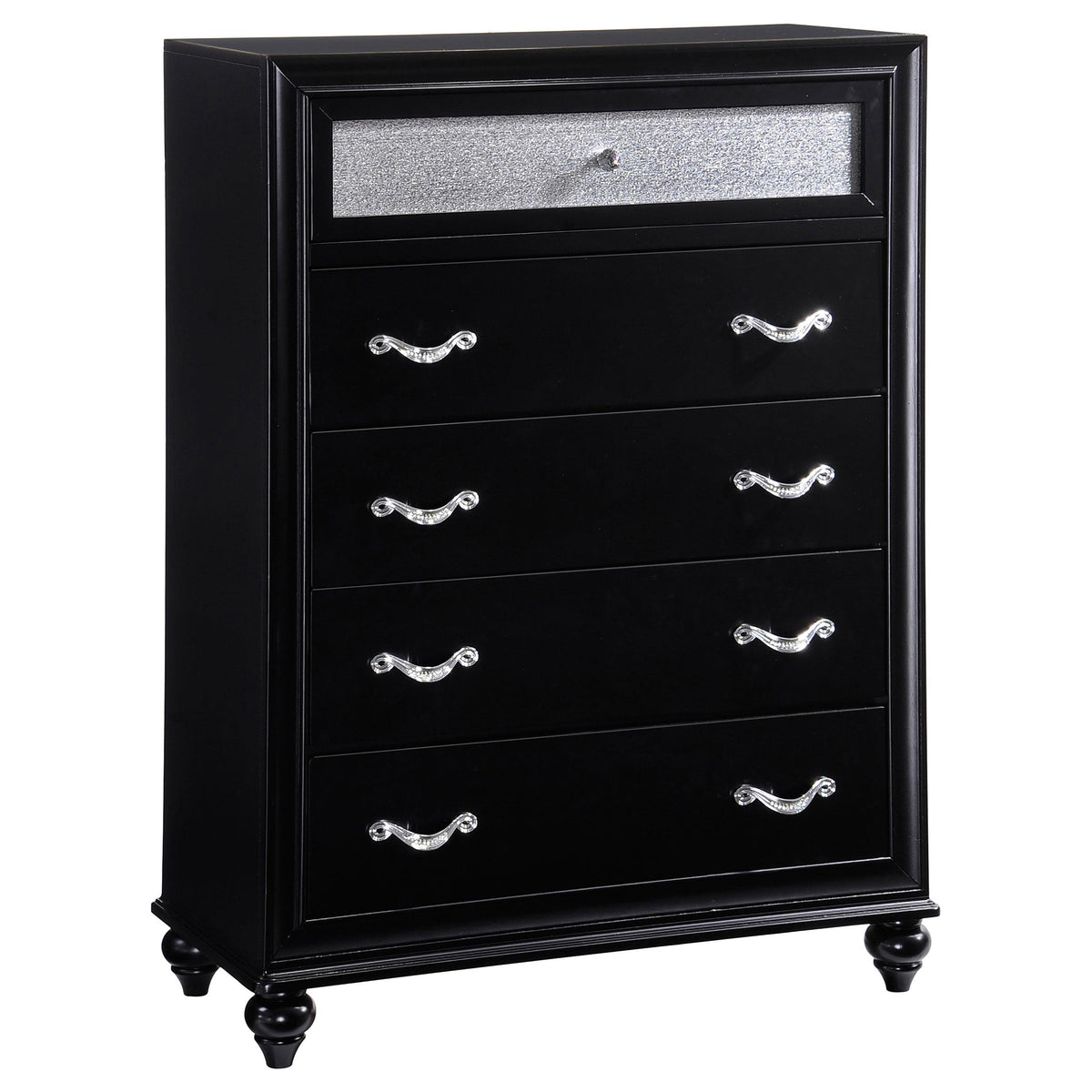Barzini 5-drawer Rectangular Chest Black Barzini 5-drawer Rectangular Chest Black Half Price Furniture