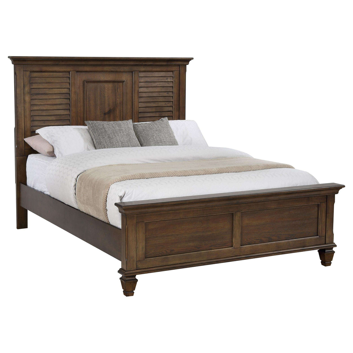 Franco Eastern King Panel Bed Burnished Oak - Half Price Furniture