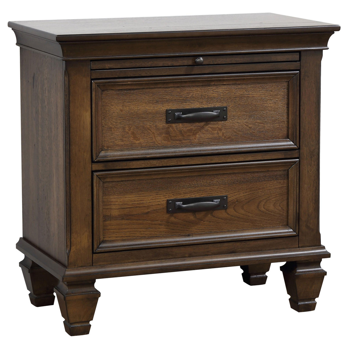 Franco 2-drawer Nightstand with Pull Out Tray Burnished Oak Franco 2-drawer Nightstand with Pull Out Tray Burnished Oak Half Price Furniture