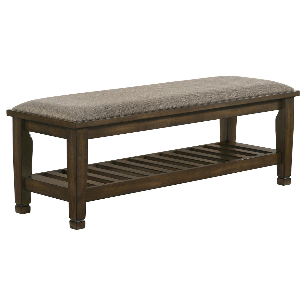 Franco Bench with Lower Shelf Beige and Burnished Oak  Half Price Furniture