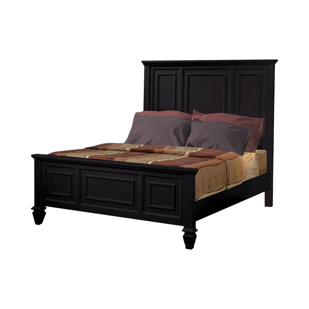 Sandy Beach Eastern King Panel Bed with High Headboard Black  Half Price Furniture