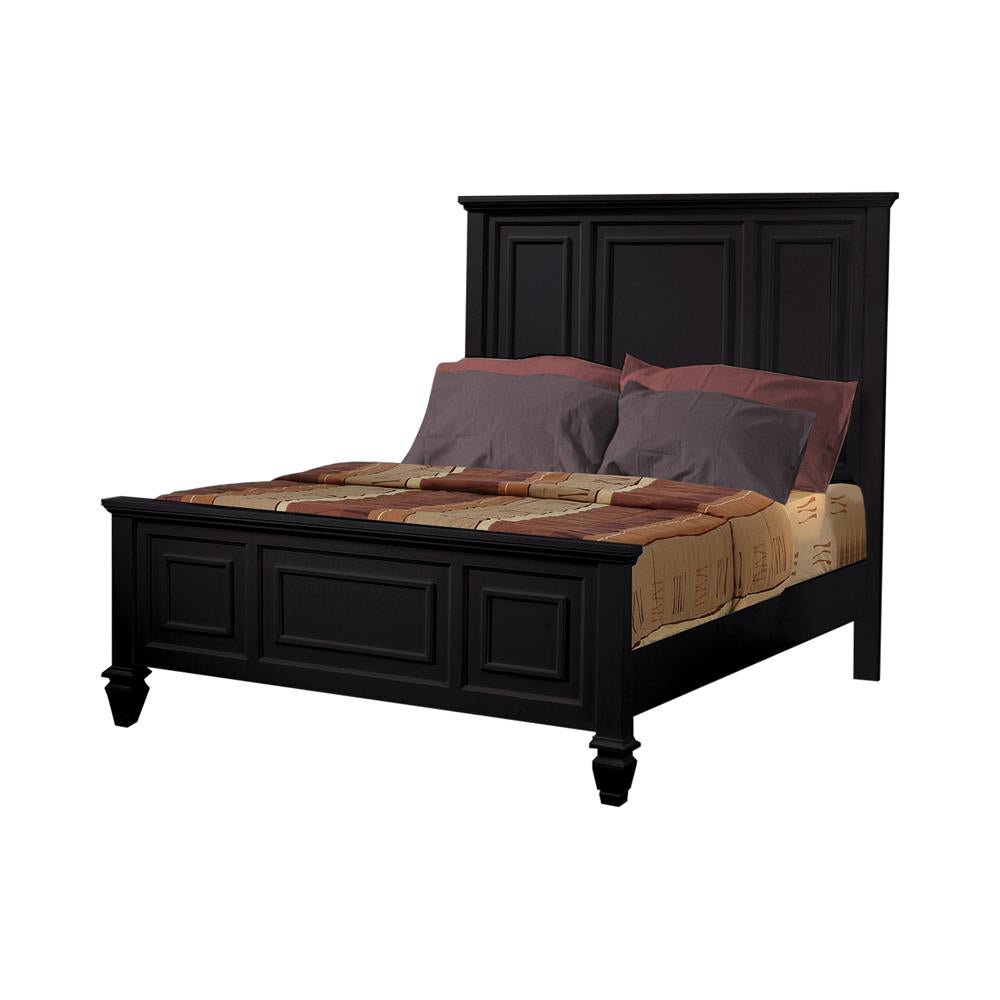 Sandy Beach Queen Panel Bed with High Headboard Black  Half Price Furniture