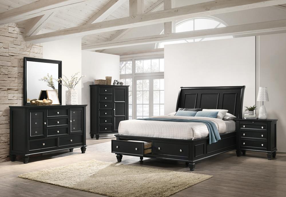 Sandy Beach Storage Bedroom Set with Sleigh Headboard  Half Price Furniture