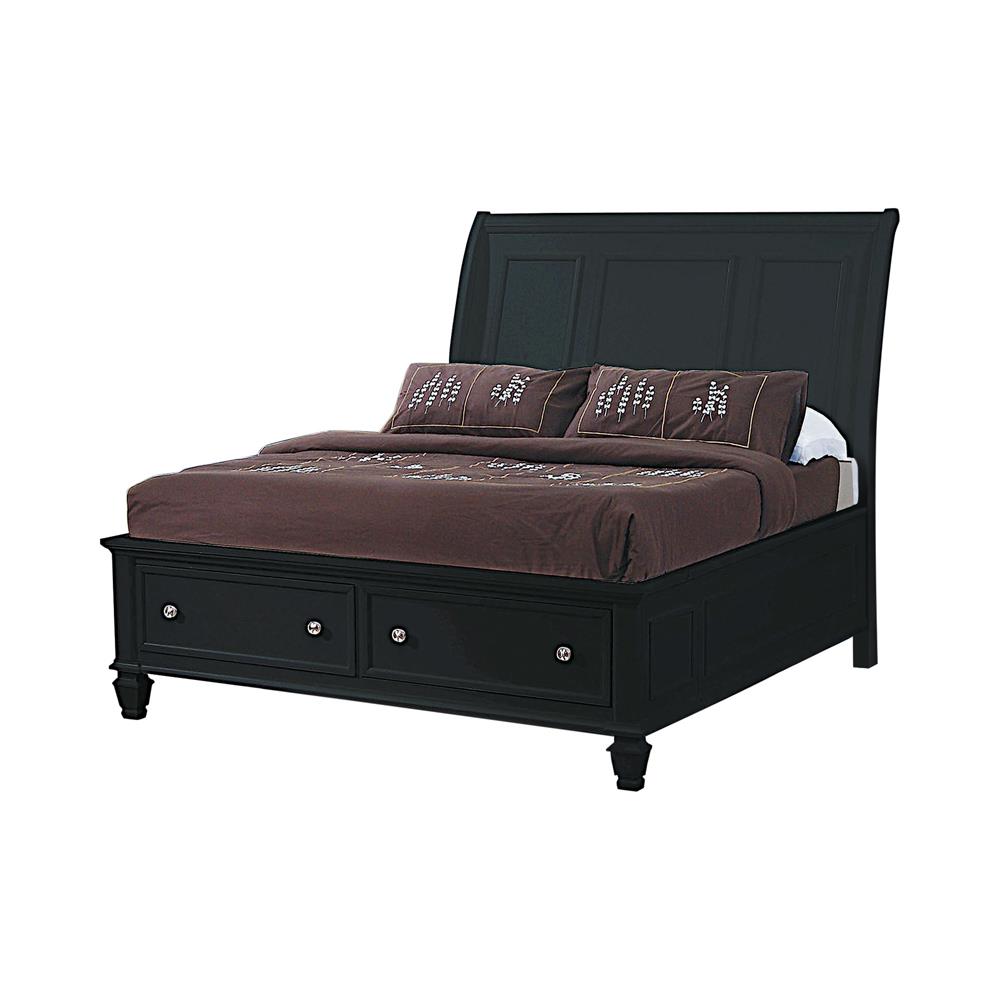 Sandy Beach California King Storage Sleigh Bed Black  Half Price Furniture