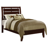 Serenity Twin Panel Bed with Cut-out Headboard Rich Merlot Half Price Furniture