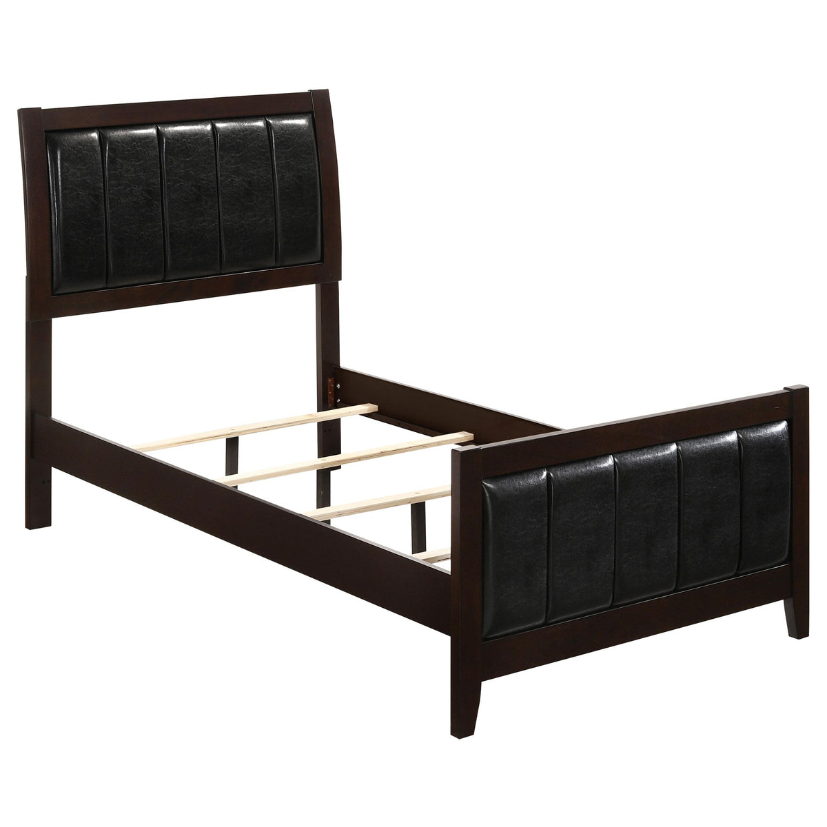 Carlton Twin Upholstered Panel Bed Cappuccino and Black Carlton Twin Upholstered Panel Bed Cappuccino and Black Half Price Furniture