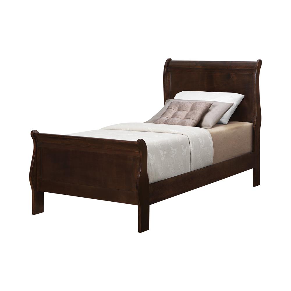 Louis Philippe Twin Panel Sleigh Bed Cappuccino  Half Price Furniture