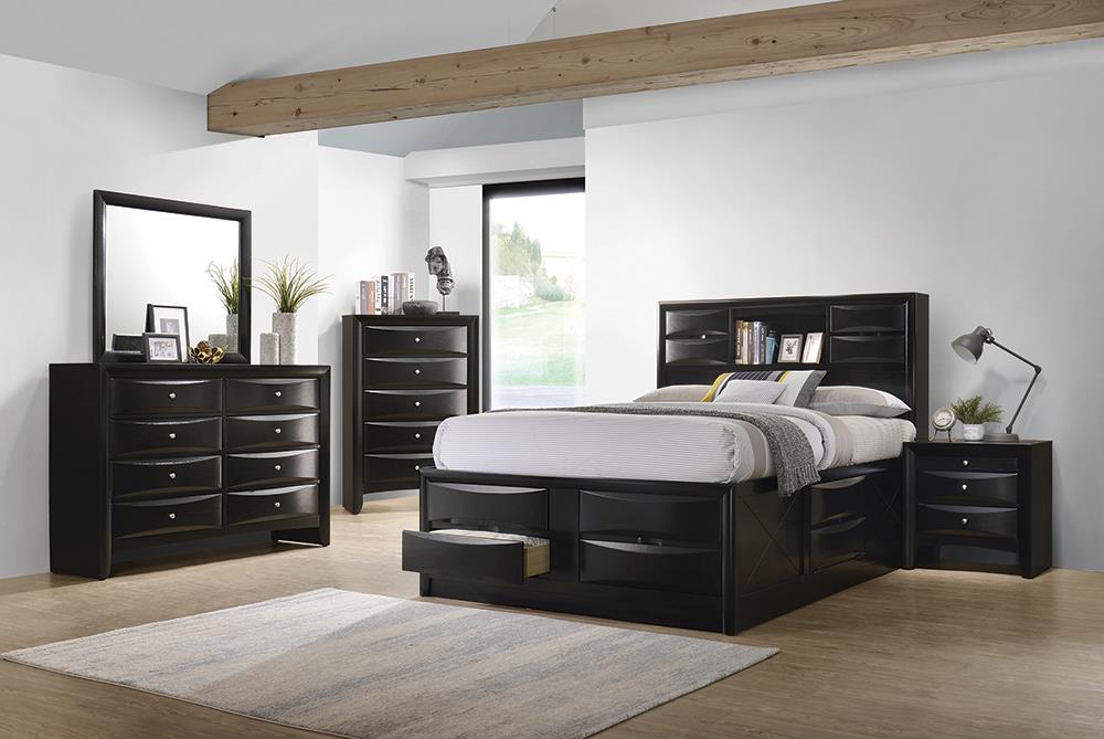 Briana Storage Bedroom Set with Bookcase Headboard Black  Half Price Furniture