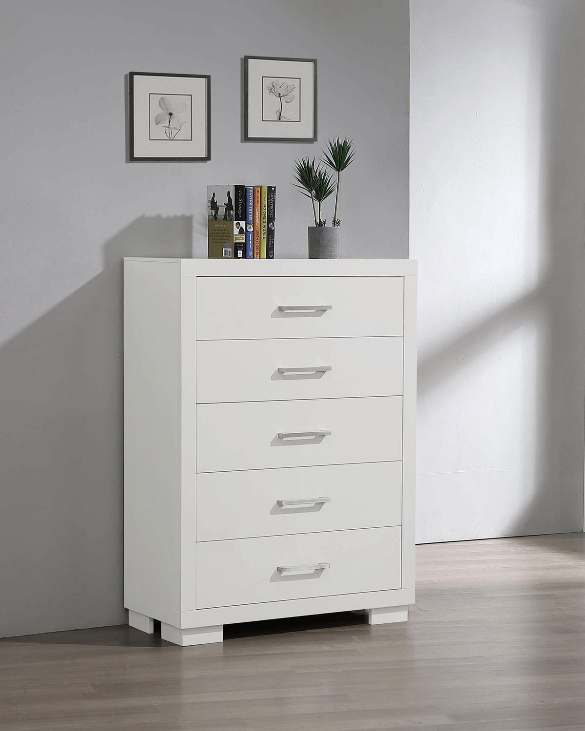 Jessica 5-drawer Chest White  Half Price Furniture